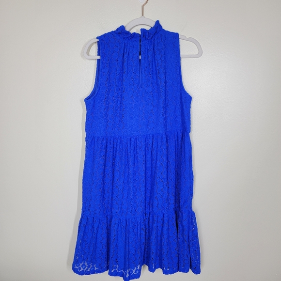 NWT Lilly Pulitzer Cornelia Dress Blue Grotto Leopard Knit Lace Size Medium - Picture 6 of 6